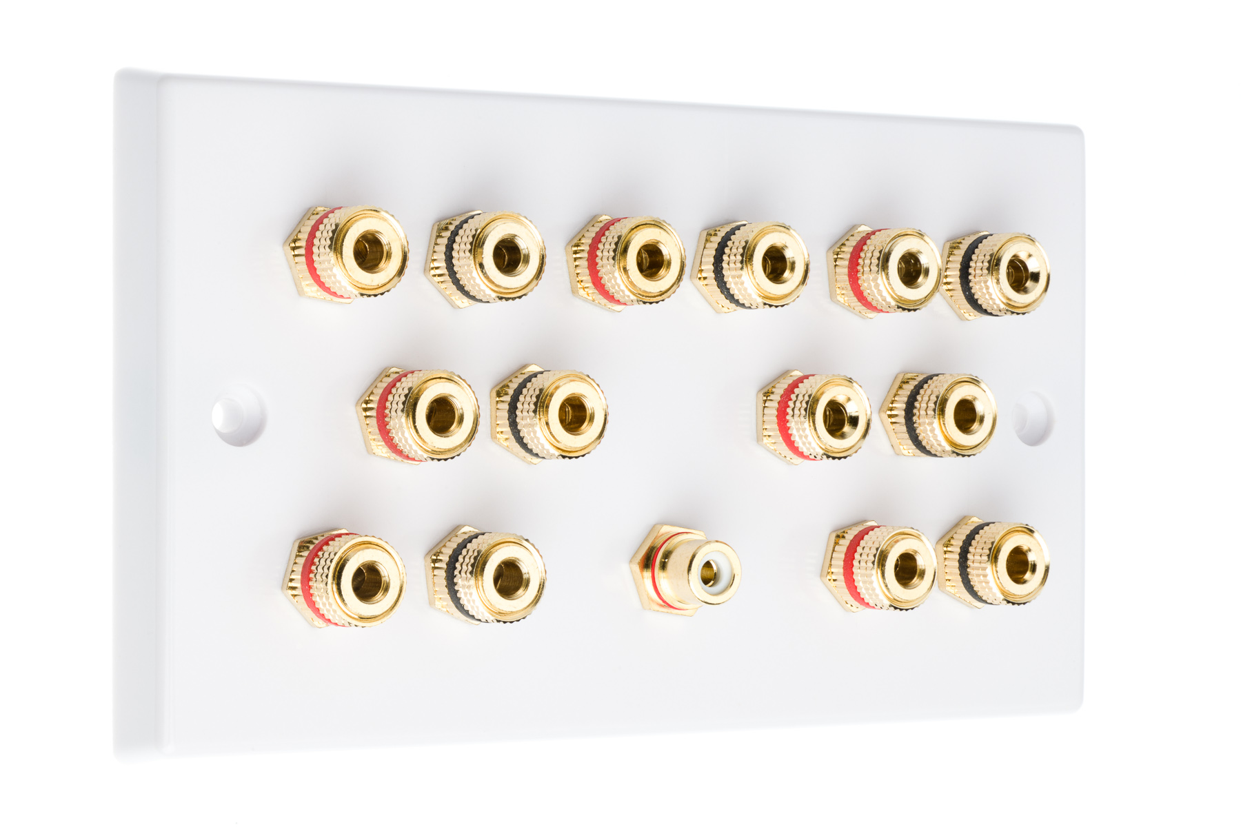 Speaker Wall Plate 7.1 14 Gold Binding Posts + 1 RCA AV Audio Non